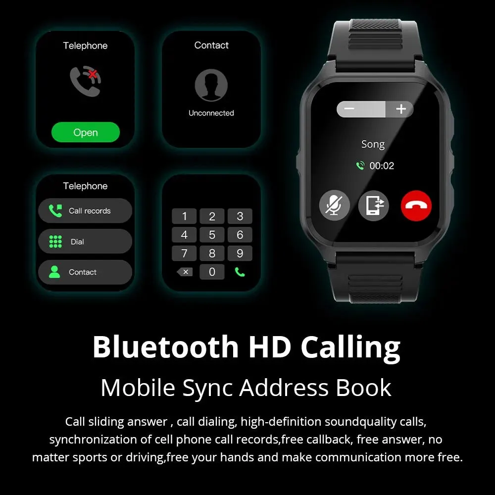1.9 Inch Ip68 Waterproof Military Smartwatch For Android & Ios