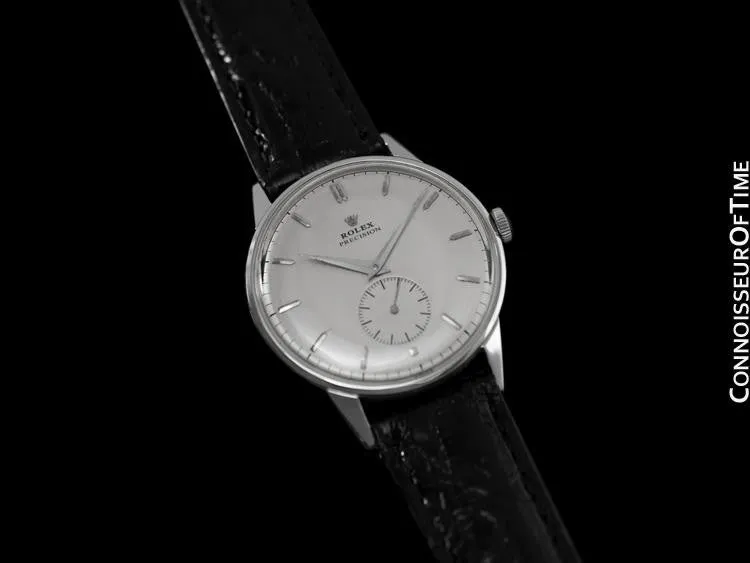 1950 Rolex Precision Large Vintage Mens Handwound Dress Watch - Stainless Steel