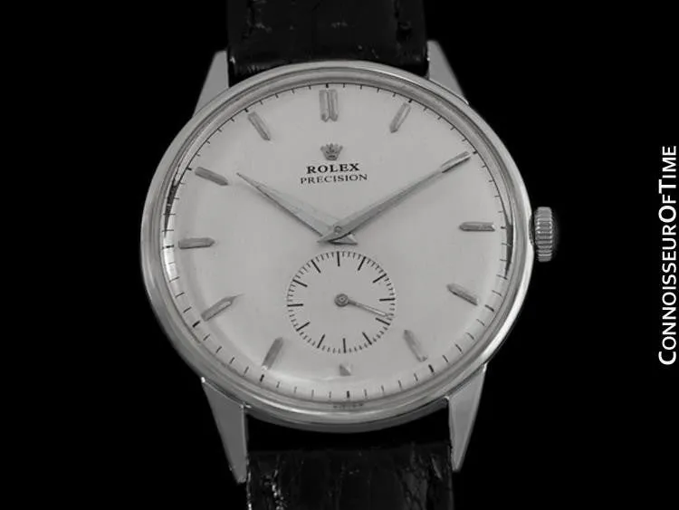 1950 Rolex Precision Large Vintage Mens Handwound Dress Watch - Stainless Steel