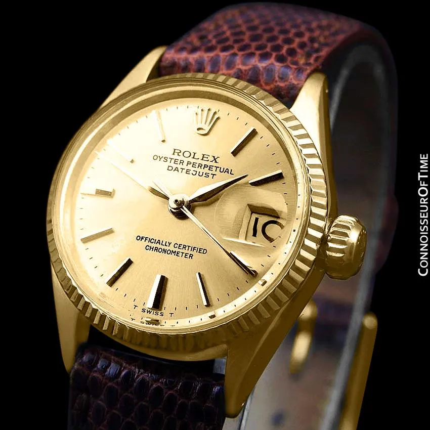 1963 Rolex Datejust (President) Ladies Vintage Watch with Champagne Dial - 18K Gold