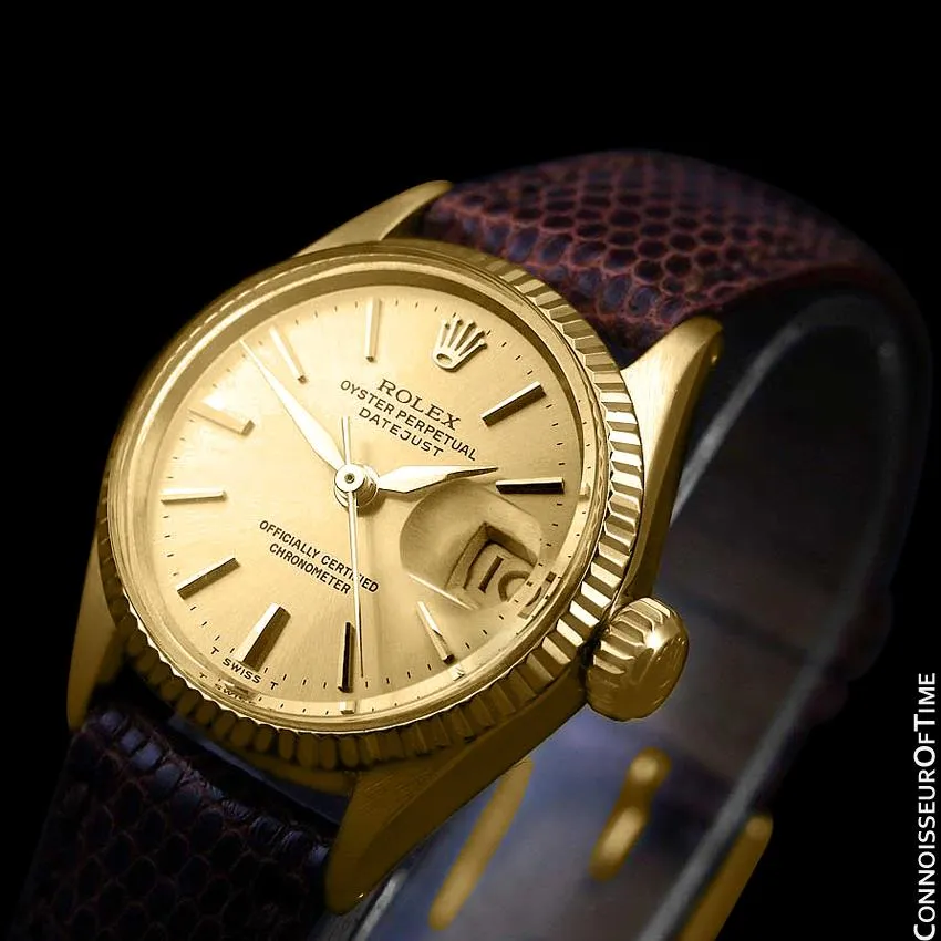 1963 Rolex Datejust (President) Ladies Vintage Watch with Champagne Dial - 18K Gold