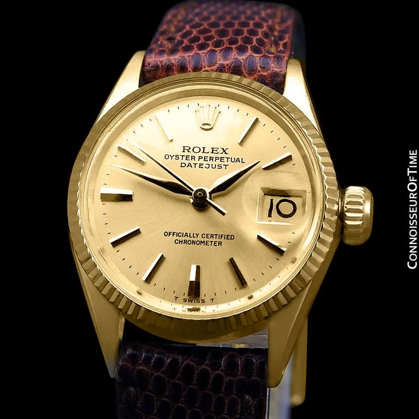 1963 Rolex Datejust (President) Ladies Vintage Watch with Champagne Dial - 18K Gold