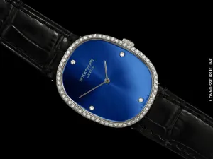 1970's Patek Philippe Ellipse Mens Watch, Ref. 3748 - 18K White Gold & Diamonds