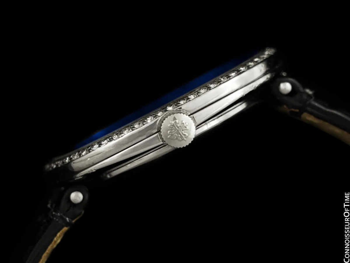 1970's Patek Philippe Ellipse Mens Watch, Ref. 3748 - 18K White Gold & Diamonds