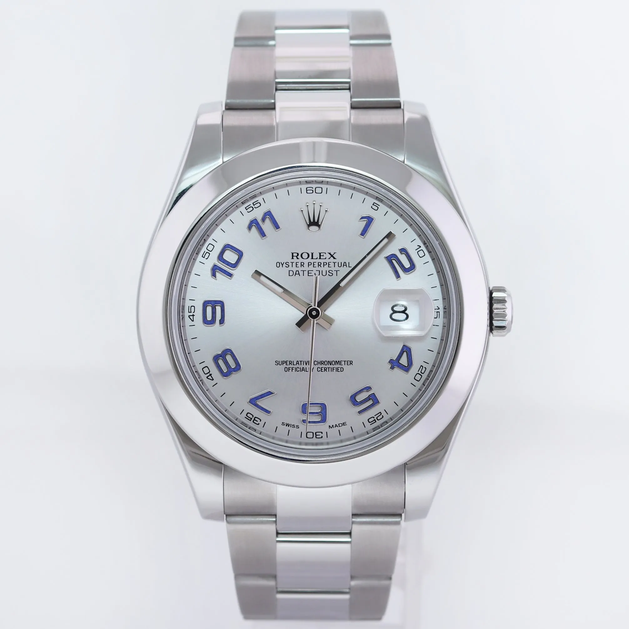 2016 MINT Rolex DateJust II 116300 Silver Blue Arabic Dial Steel 41mm Watch