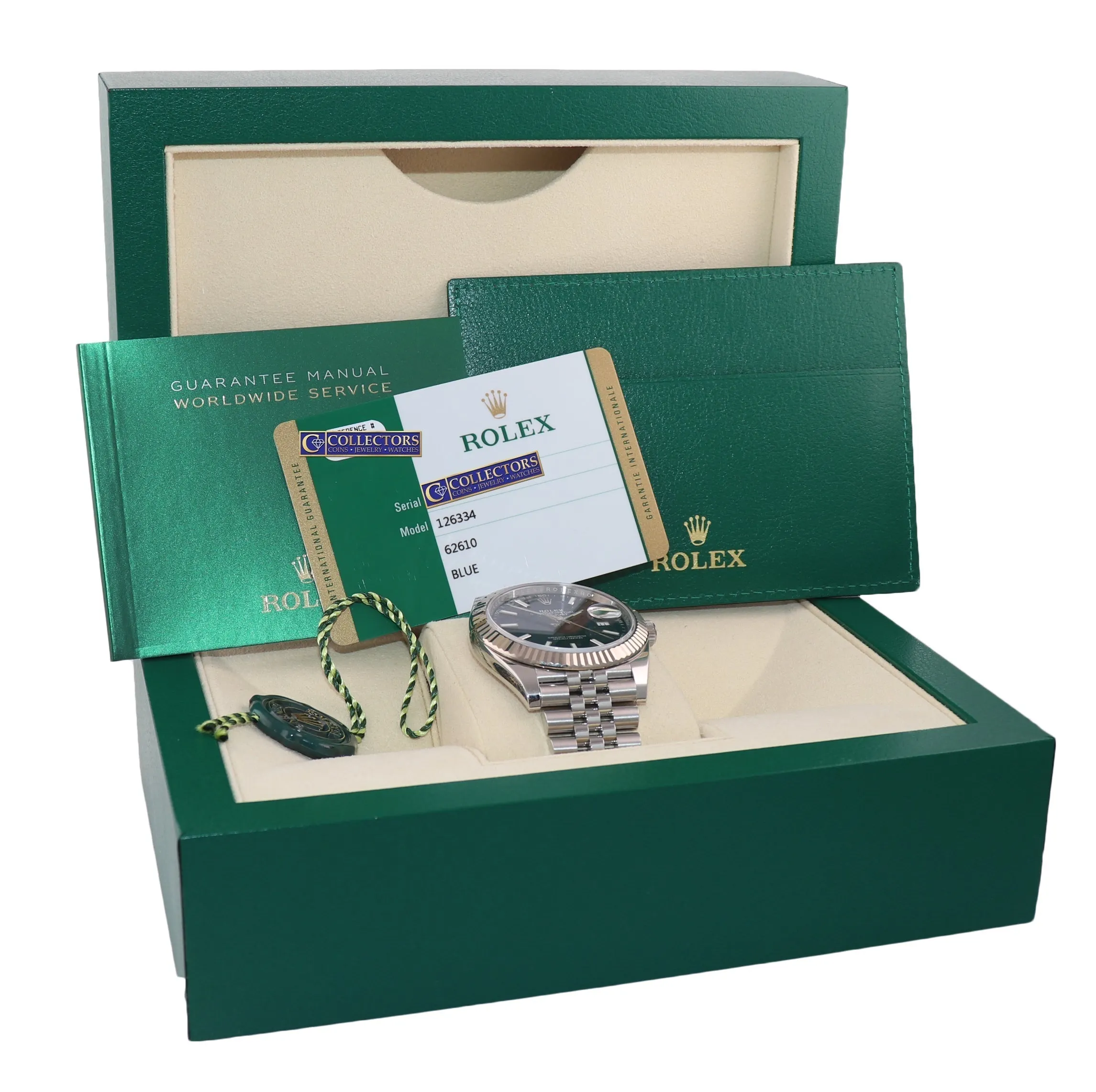 2017 PAPERS Rolex DateJust 41 Blue Stick Super Jubilee Fluted 126334 Watch Box