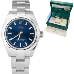 2020 Ladies Rolex Oyster Perpetual 28mm Blue Stainless Steel Watch 276200 B P