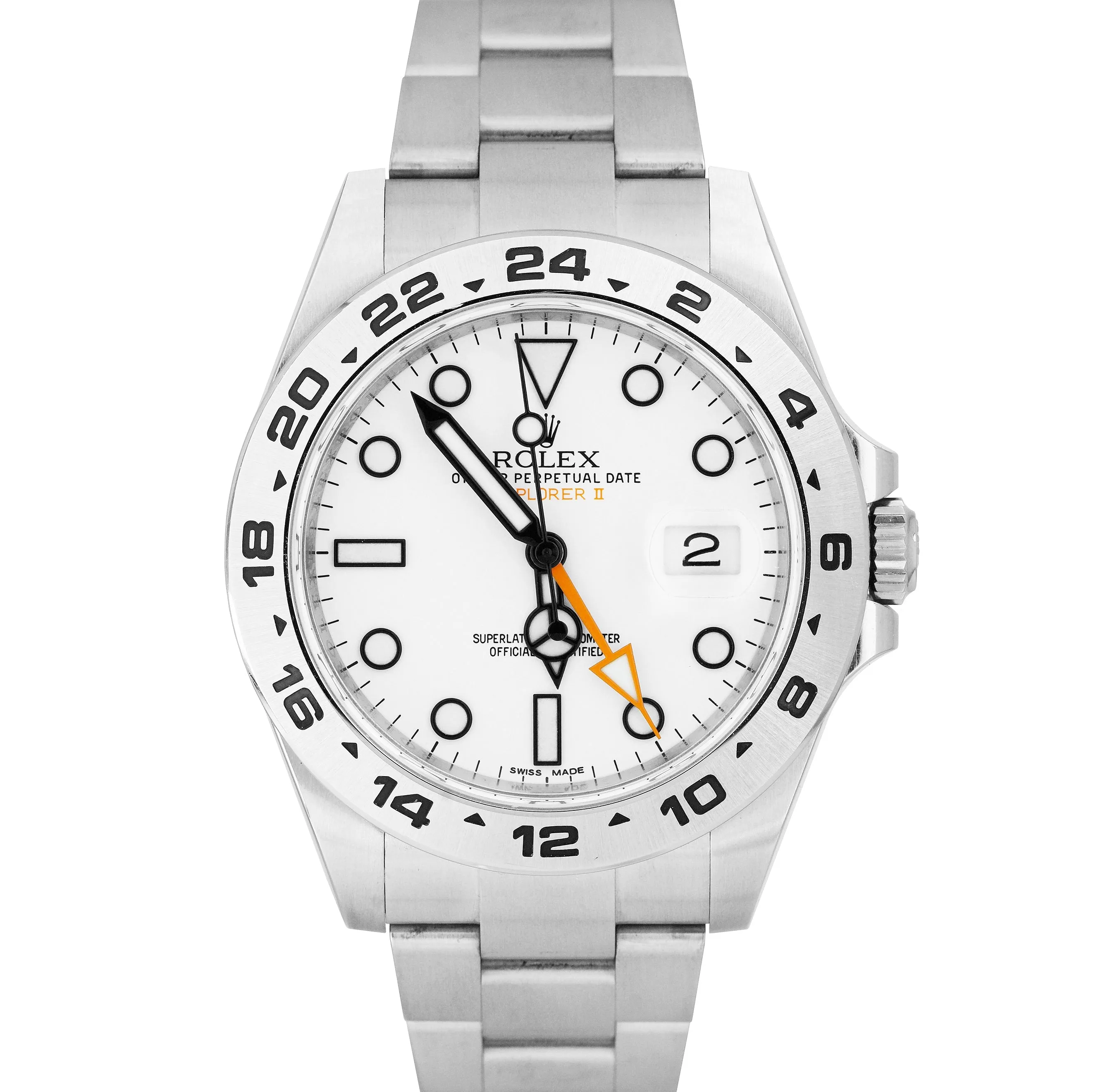 2020 NEW CARD Rolex Explorer II White Orange Steel 42mm GMT Date Watch 216570