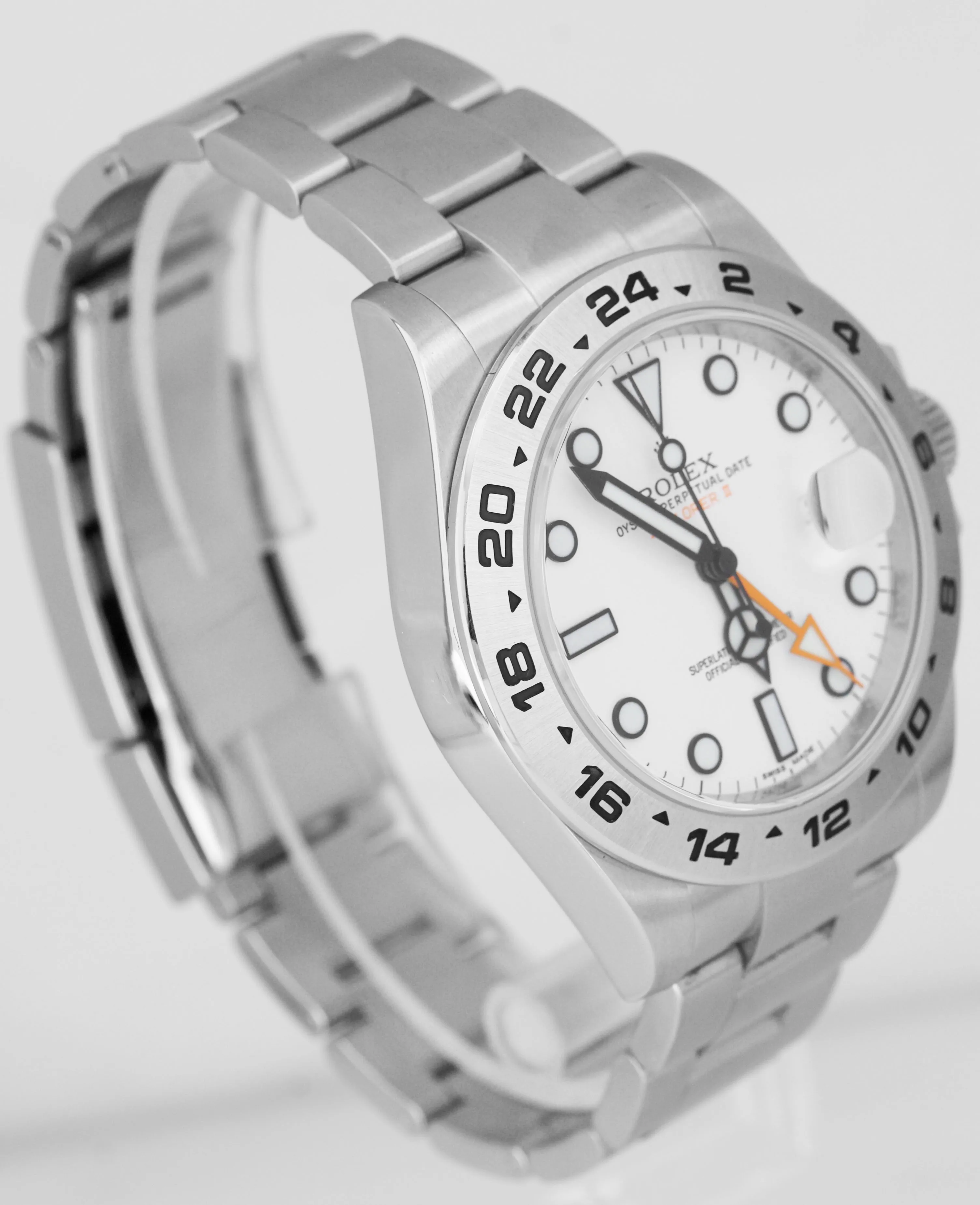 2020 NEW CARD Rolex Explorer II White Orange Steel 42mm GMT Date Watch 216570