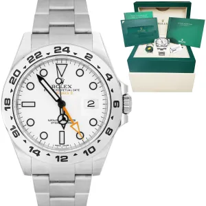 2020 NEW CARD Rolex Explorer II White Orange Steel 42mm GMT Date Watch 216570