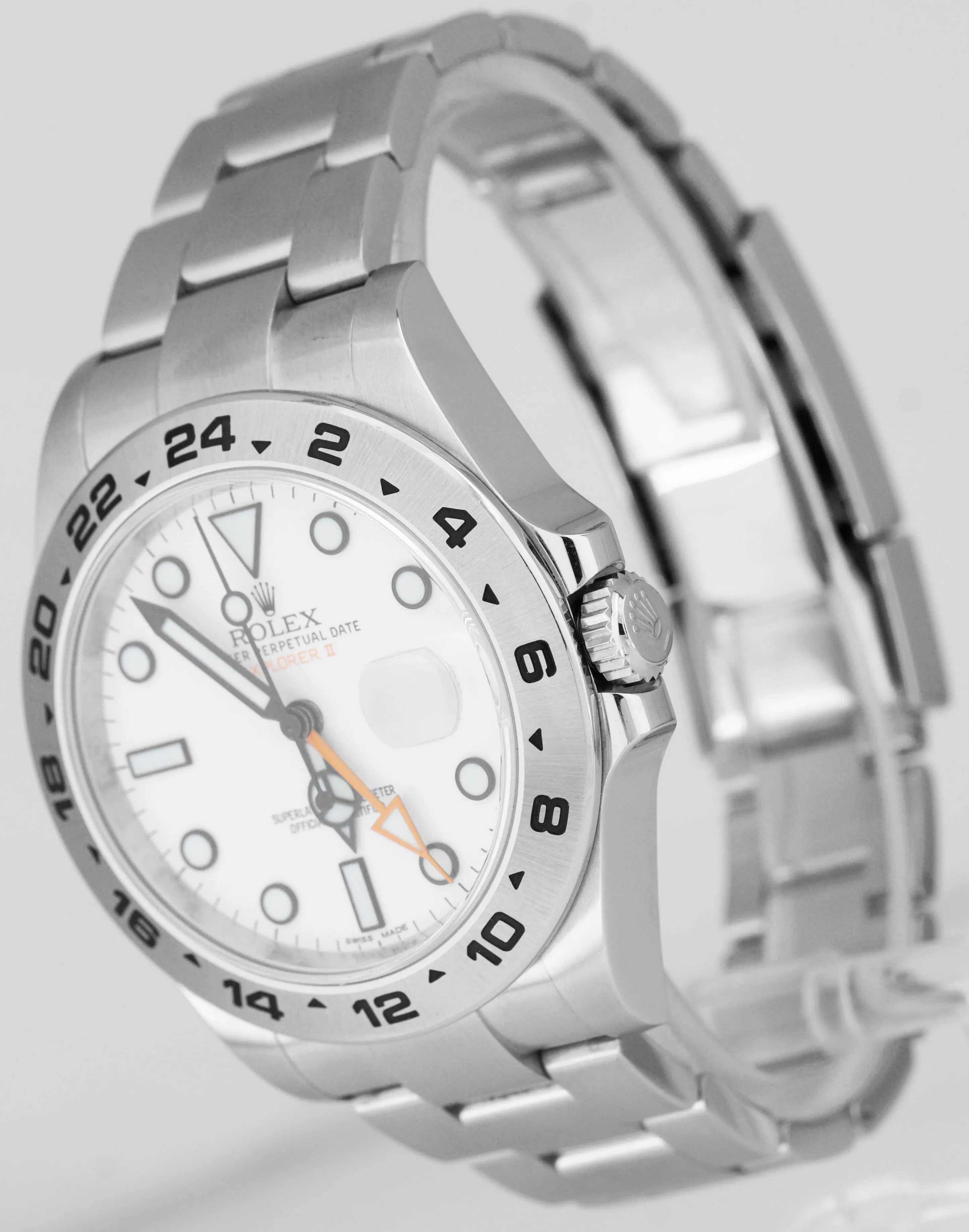 2020 NEW CARD Rolex Explorer II White Orange Steel 42mm GMT Date Watch 216570