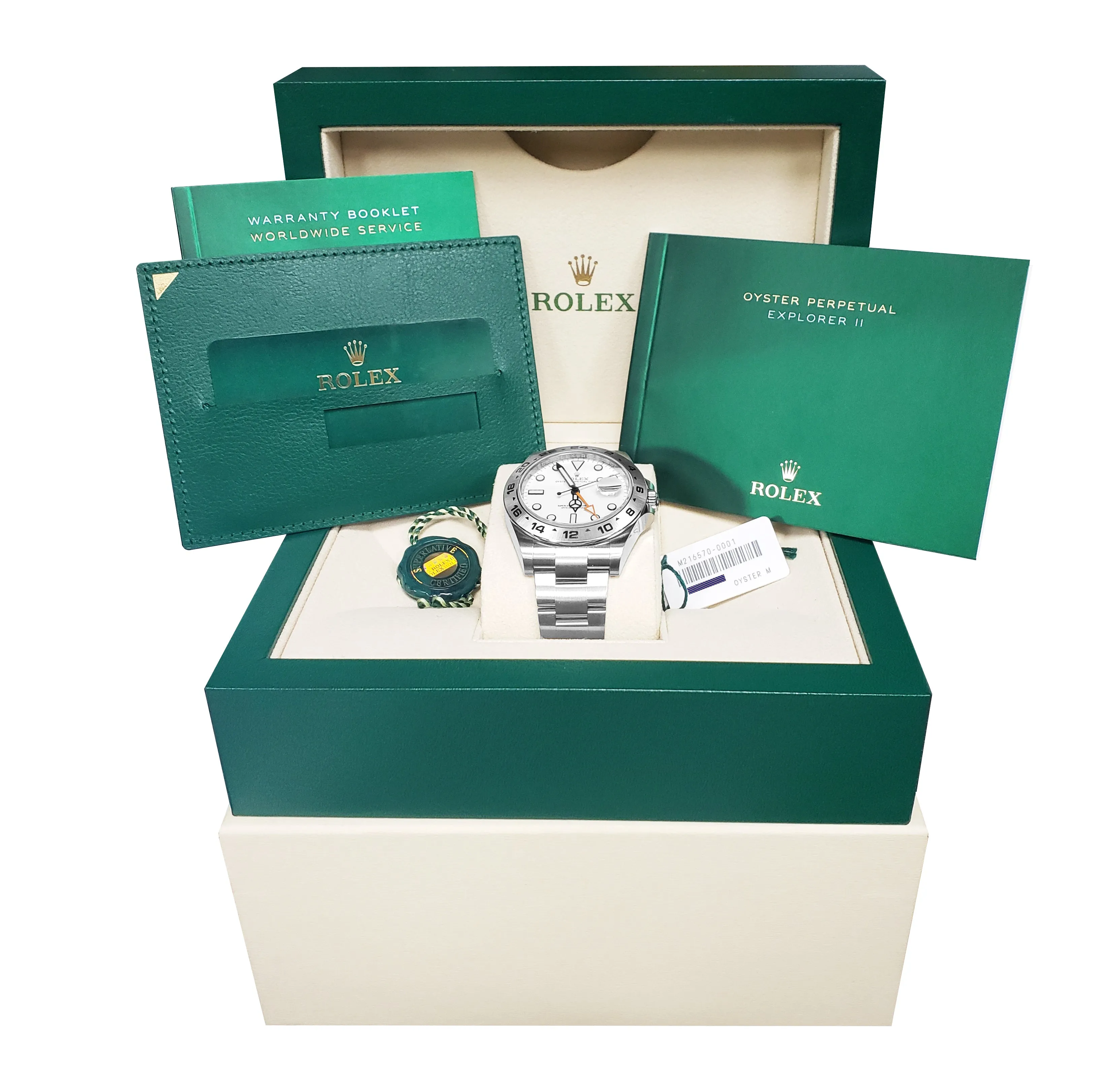 2020 NEW CARD Rolex Explorer II White Orange Steel 42mm GMT Date Watch 216570