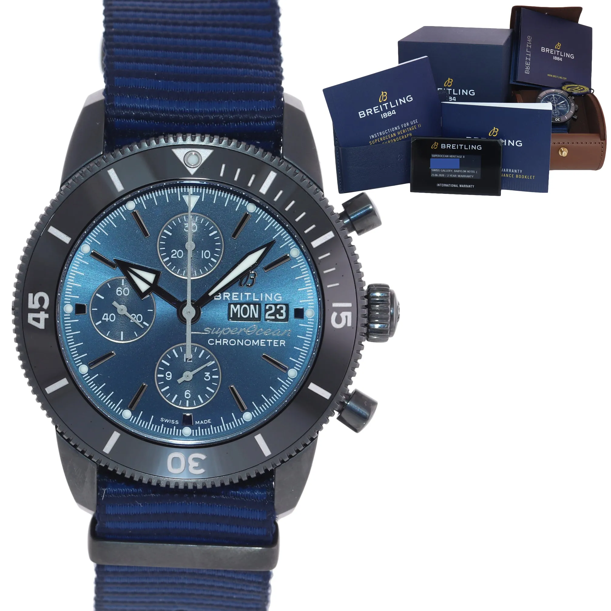 2020 PAPERS Breitling Super Ocean Heritage II 44 Outerknown M13313 Chrono Watch