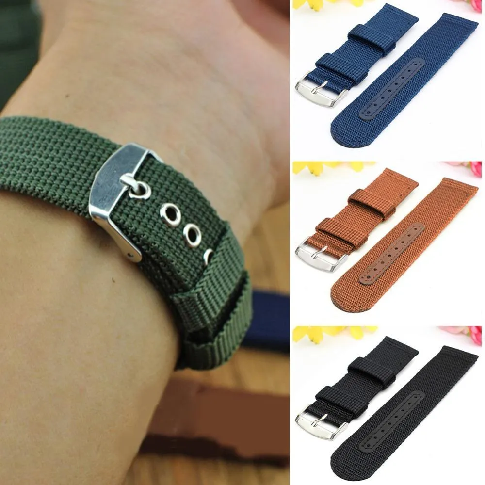 2020 Watch Band Military Army Nylon Fabric Canva Wrist Watch Band Strap 18/20/22/24mm 4Color women's watches Accessories*|Watchbands|Unisex