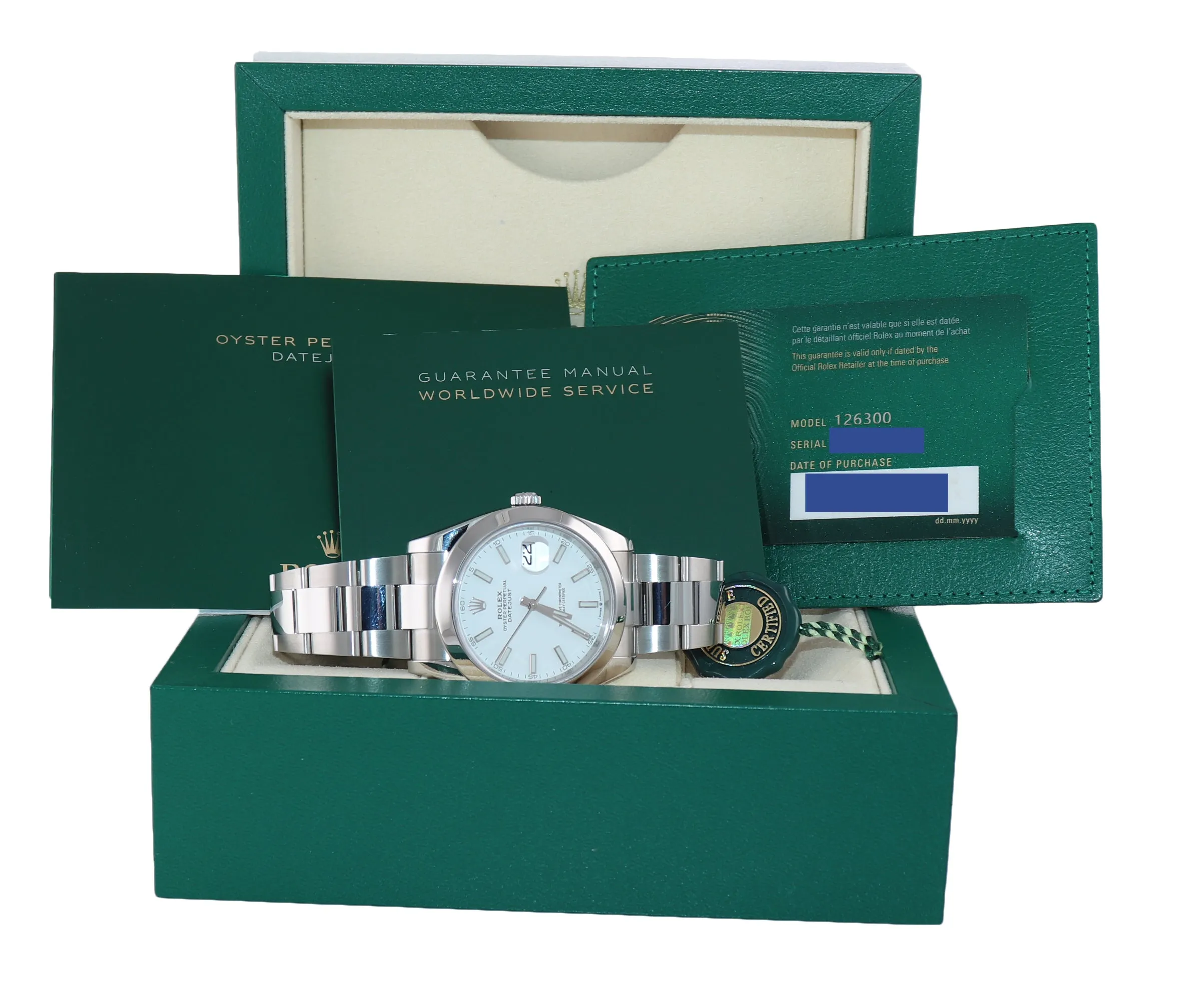 2021 NEW PAPERS Rolex DateJust 41 Steel 126300 White 41mm Watch Box