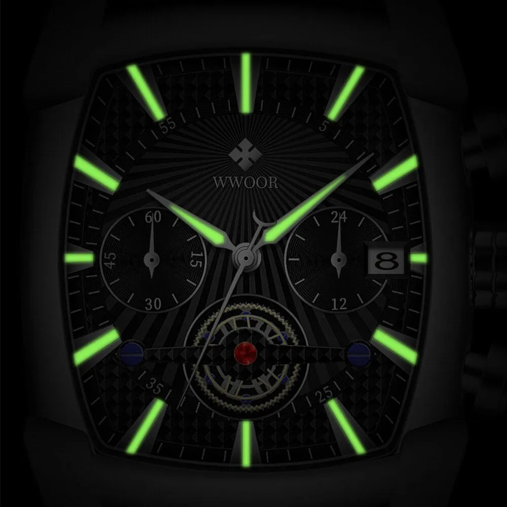 2021 WWOOR Sports Watch Men's Top Luxury Brand Waterproof Leather Quartz Watches For Men Chronograph Clocks Relogio Masculino - WWOOR 01