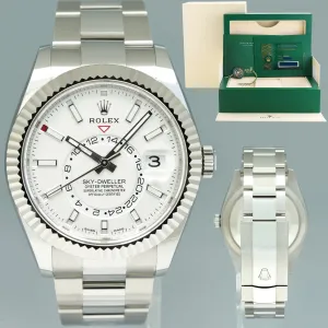 2022 NEW PAPERS Rolex Sky-Dweller Steel White Oyster Fluted 42mm 326934 Watch Box