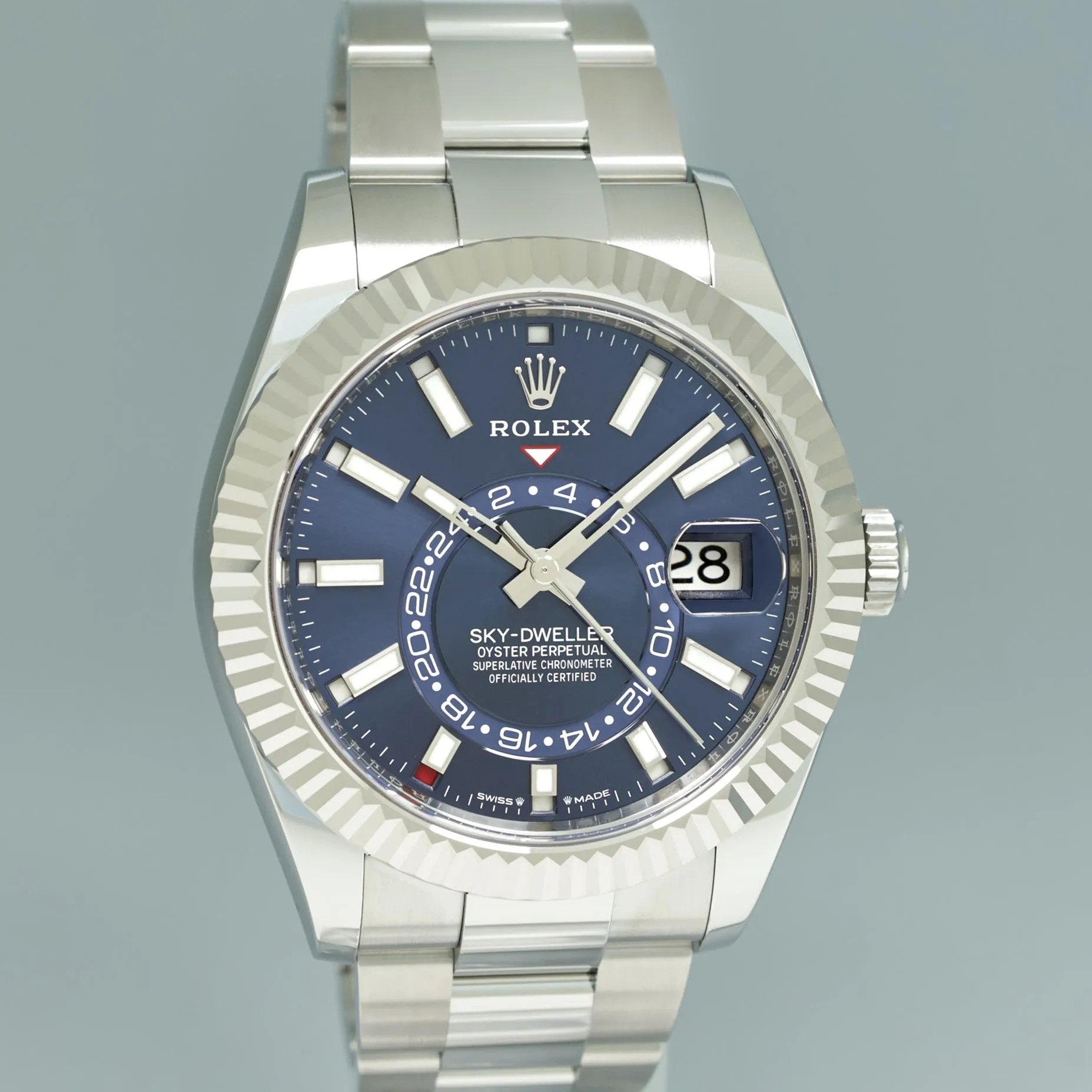 2024 NEW PAPERS Rolex Sky-Dweller Steel 42mm Blue Oyster Fluted 336934 Watch