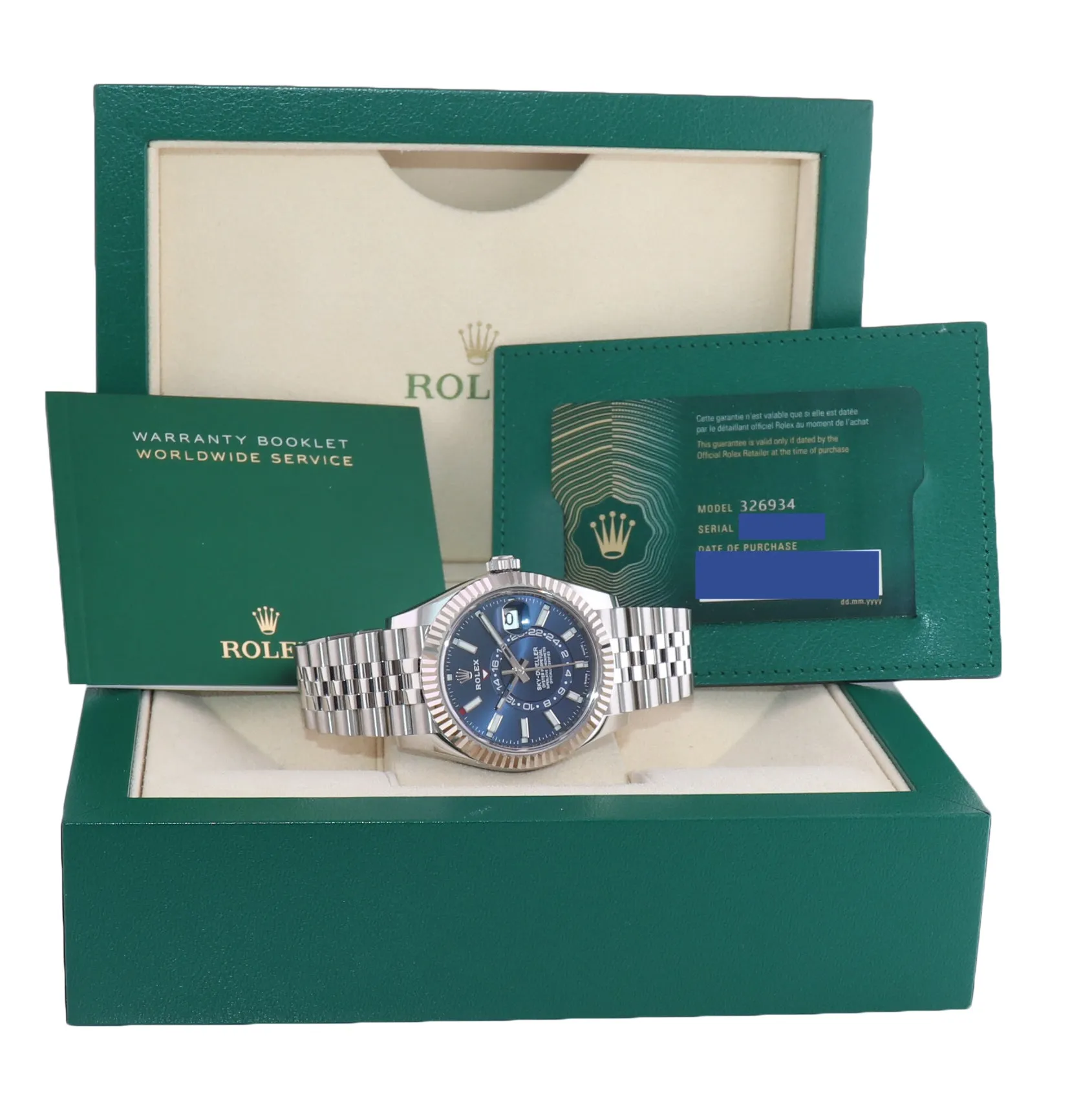 2024 NEW PAPERS Rolex Sky-Dweller Steel BLUE Jubilee Fluted 42mm 336934 Watch Box