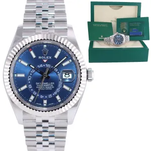 2024 NEW PAPERS Rolex Sky-Dweller Steel BLUE Jubilee Fluted 42mm 336934 Watch Box