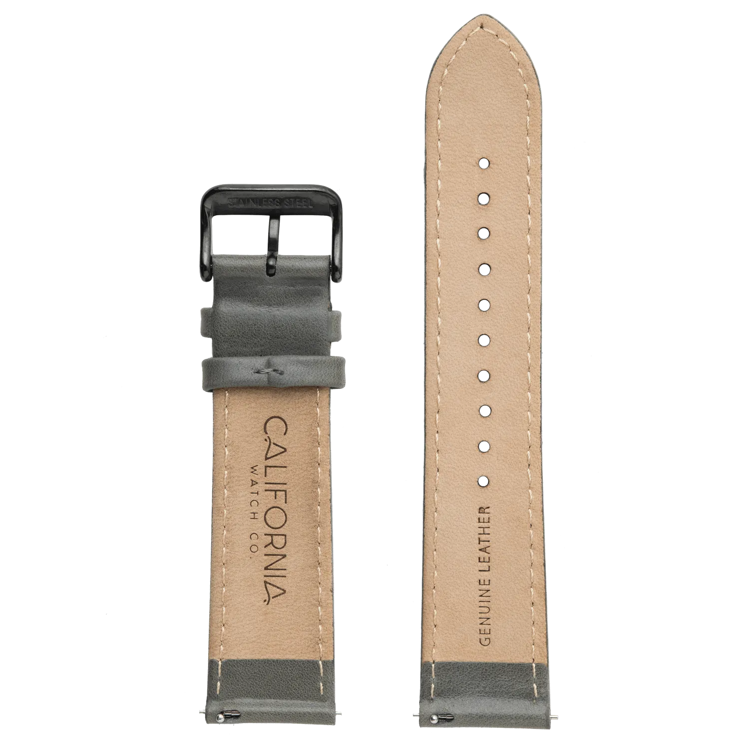 22mm Leather Gray Gunmetal