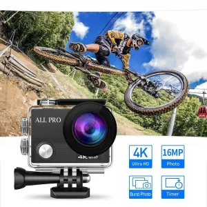 4K Action Pro Waterproof All Digital UHD WiFi Camera   RF Remote And Accessories
