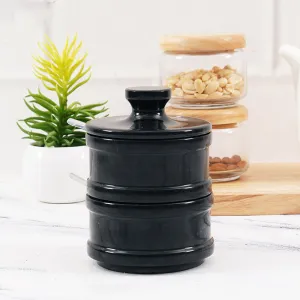 5.5” Marble Dual Salt Cellar With Lid, brown sugar storage containers - Kitchen Decor