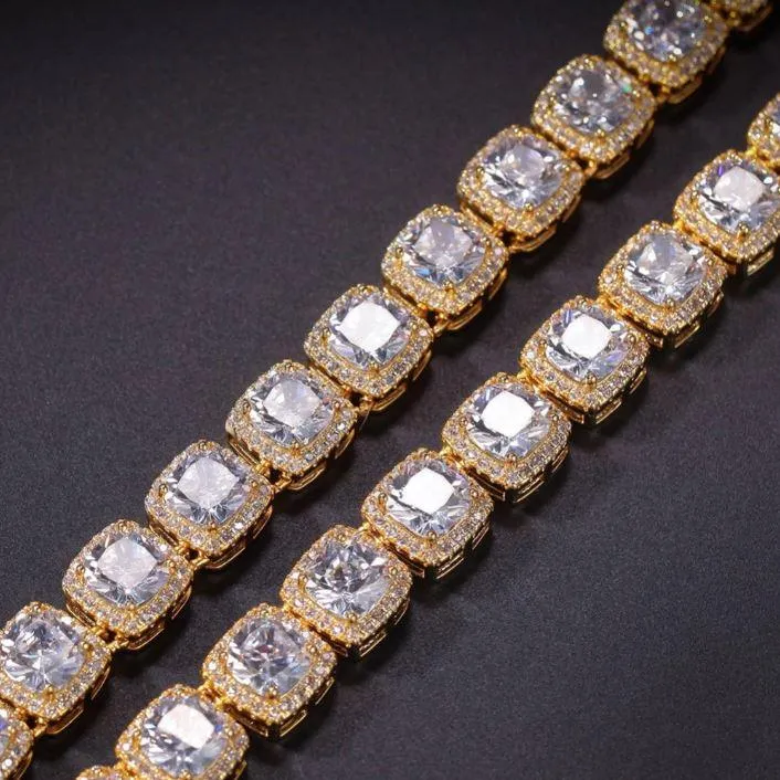 5MM SQUARE CUT CLUSTER TENNIS CHAIN IN GOLD