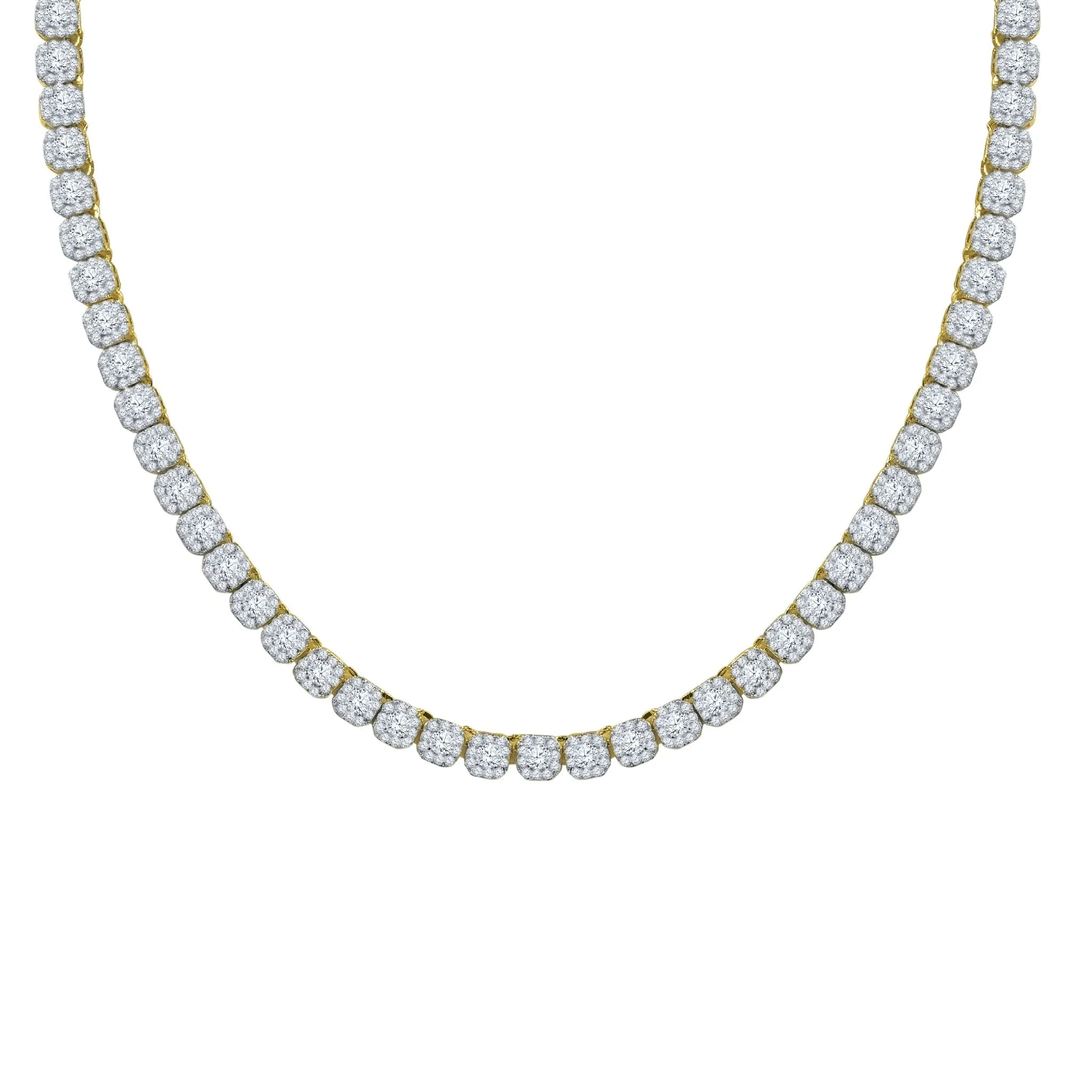 5MM SQUARE CUT CLUSTER TENNIS CHAIN IN GOLD