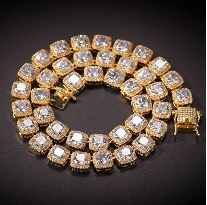 5MM SQUARE CUT CLUSTER TENNIS CHAIN IN GOLD