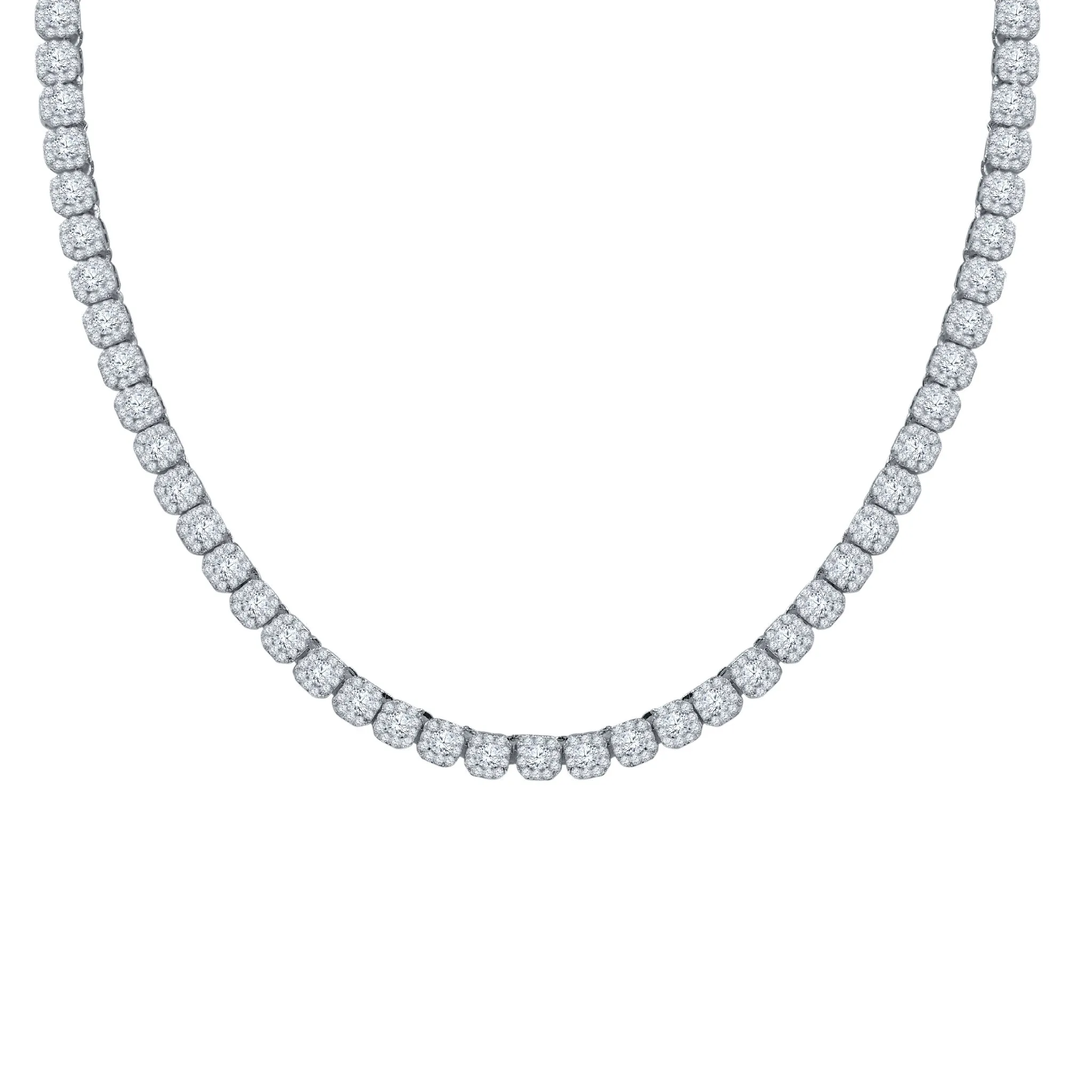 5MM SQUARE CUT CLUSTER TENNIS CHAIN IN WHITE GOLD