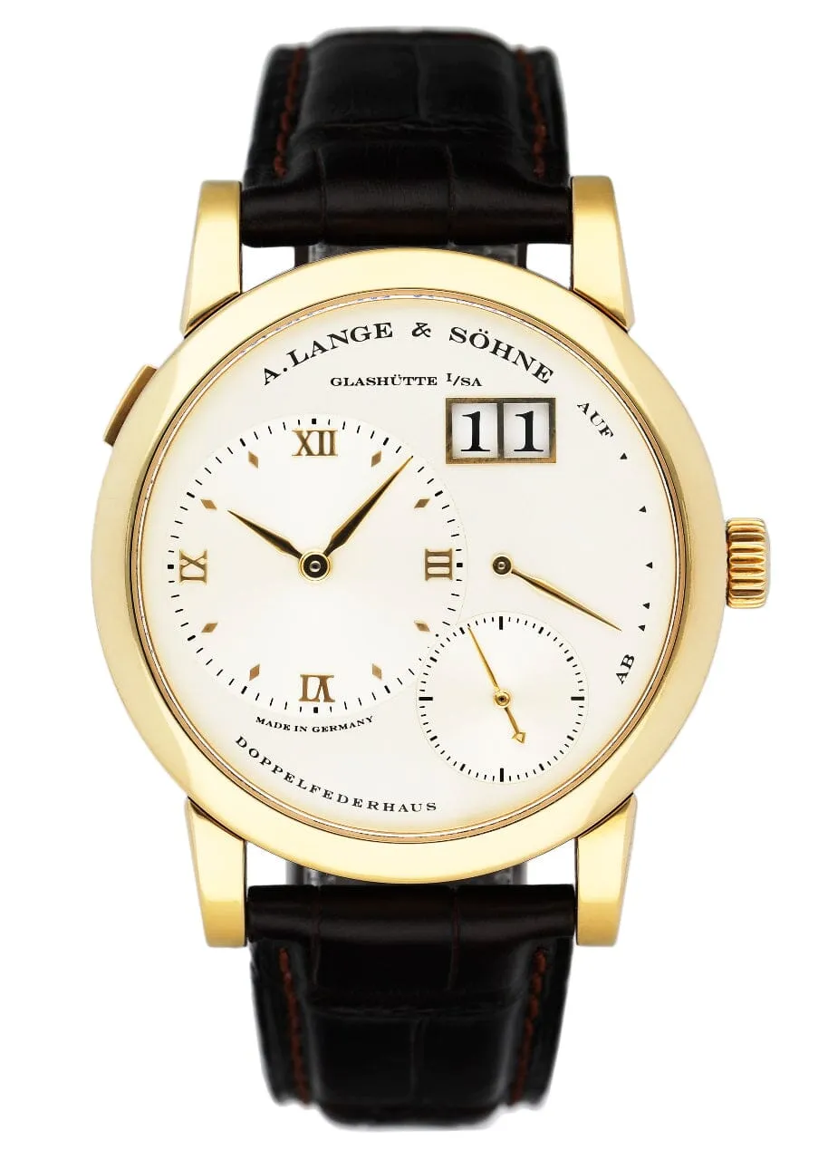 A. Lange & Sohne Lange 1 101.021 Silver Dial 18K Yellow Gold Mens Watch