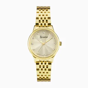 Accurist Dress Diamond Ladies Watch | Gold Stainless Steel Case & Bracelet with Champagne Dial | 28mm