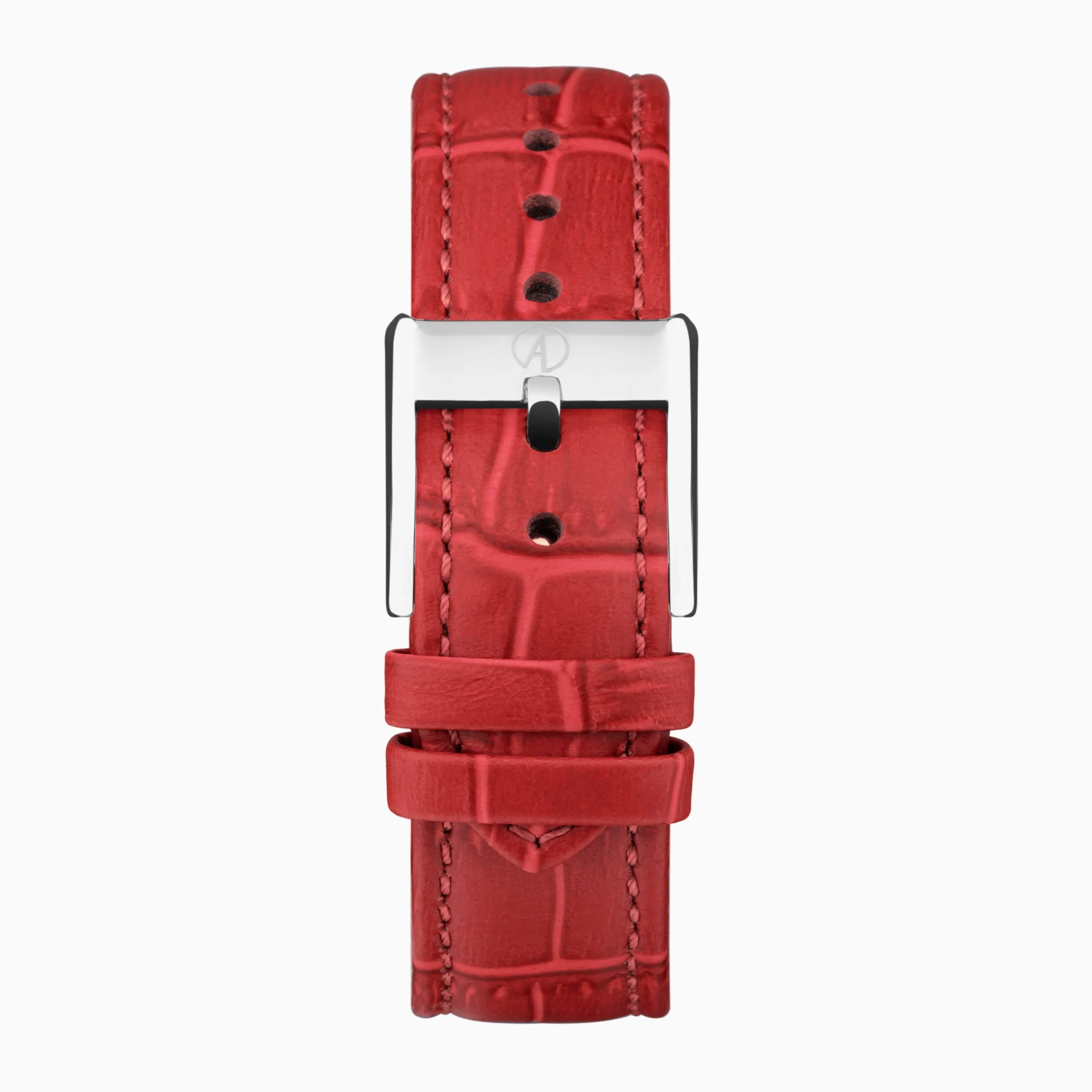 Accurist Rectangle Silver Case & Red Leather Strap with White Dial 26mm Ladies Watch