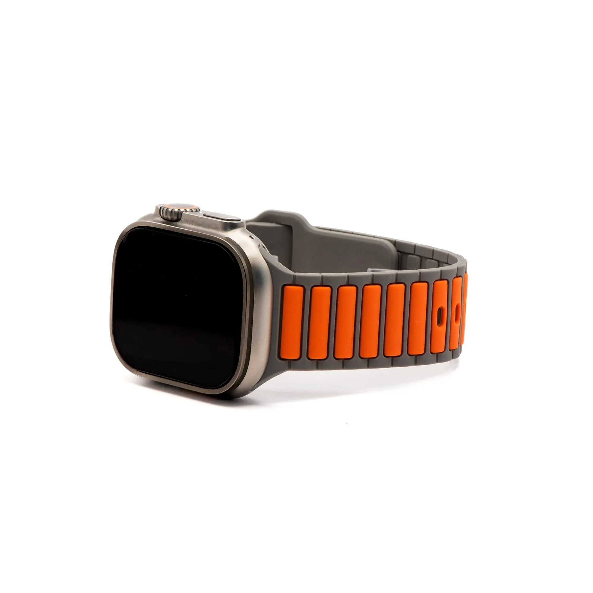 Apple Band - Silicone Ripple - Gray & Orange