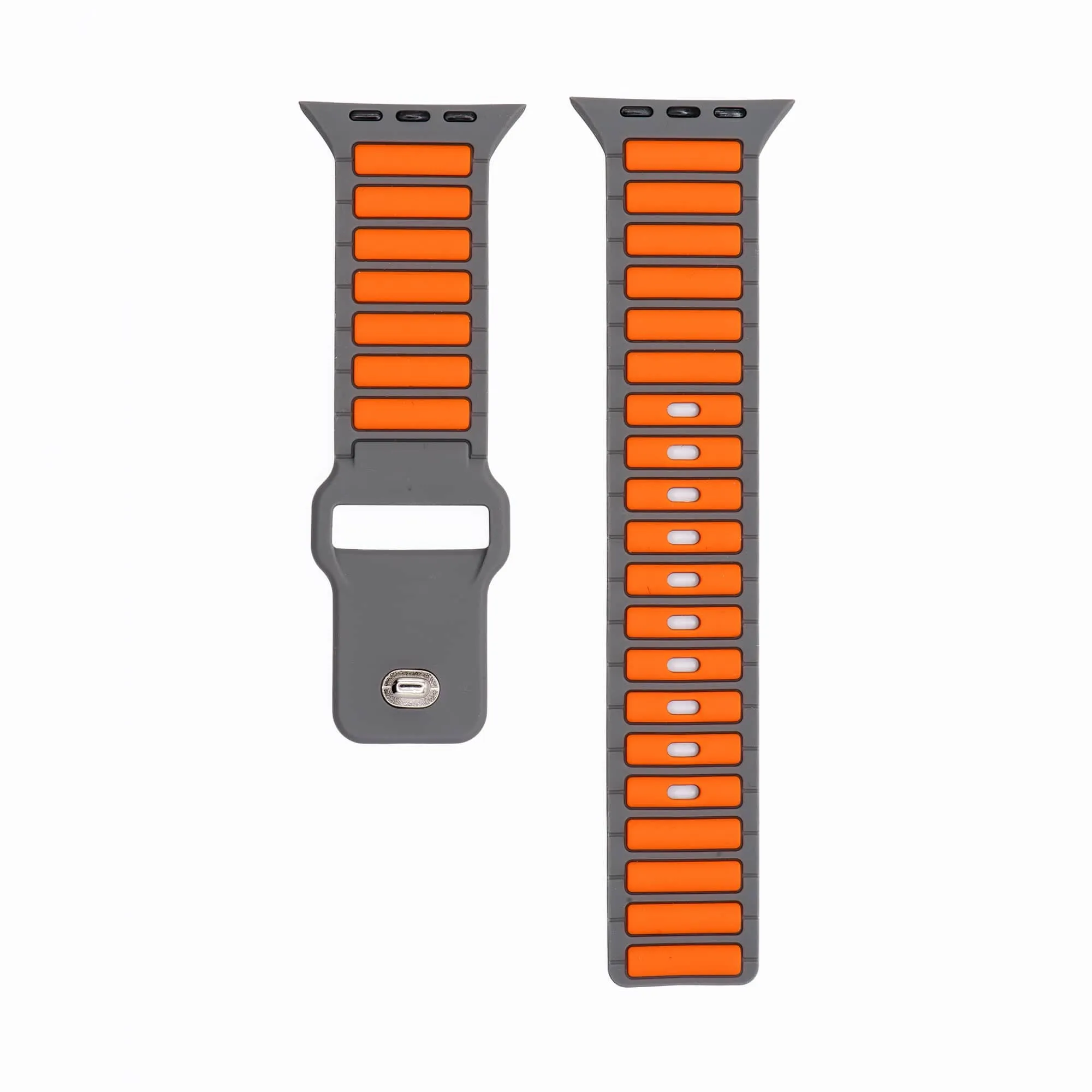 Apple Band - Silicone Ripple - Gray & Orange