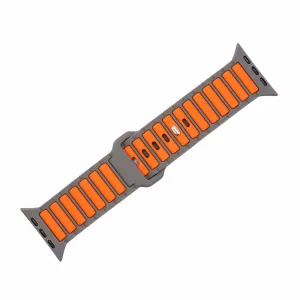 Apple Band - Silicone Ripple - Gray & Orange