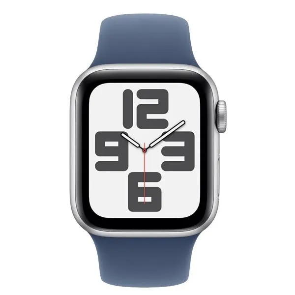 Apple Watch SE GPS 44mm Silver Aluminium Case with Denim Sport Band - S/M