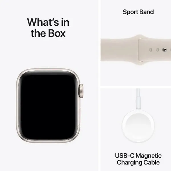 Apple Watch SE GPS   Cellular 44mm Starlight Aluminium Case with Starlight Sport Band - M/L