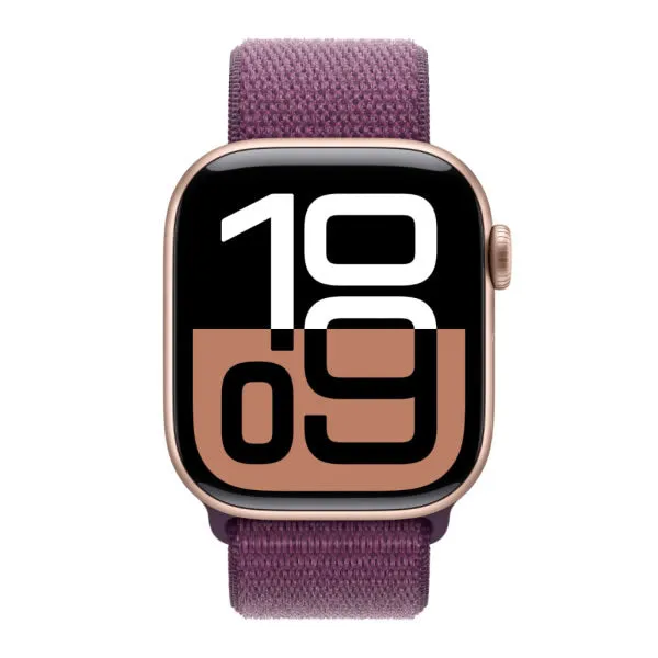 Apple Watch Series 10 GPS 42mm Rose Gold Aluminium Case with Plum Sport Loop