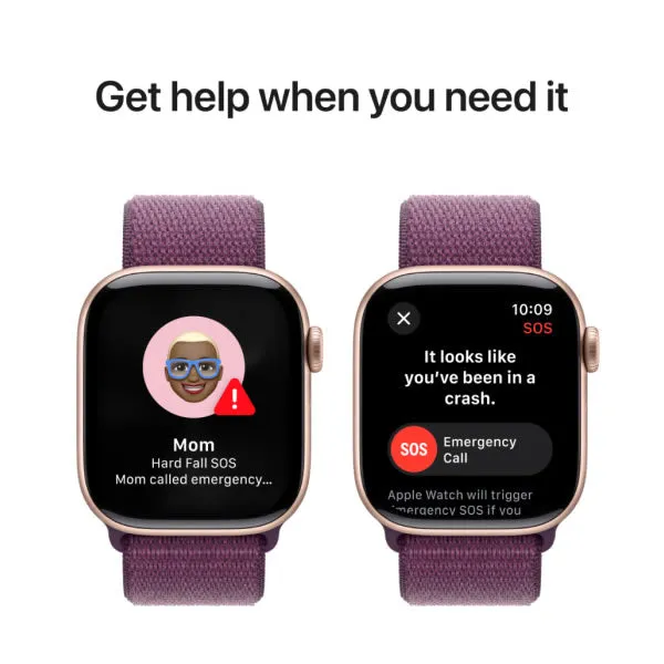 Apple Watch Series 10 GPS 42mm Rose Gold Aluminium Case with Plum Sport Loop