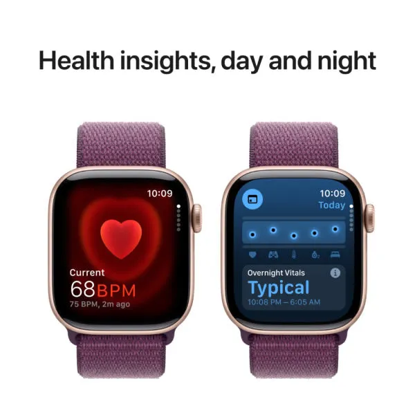 Apple Watch Series 10 GPS 42mm Rose Gold Aluminium Case with Plum Sport Loop