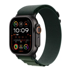 Apple Watch Ultra 2 49mm Black Titanium Case with Dark Green Alpine Loop - Medium