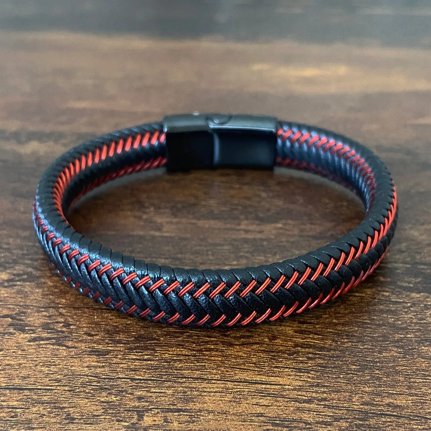 Astro Red Woven Leather Bracelet