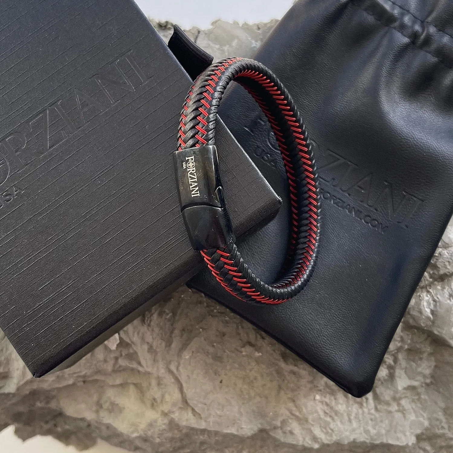 Astro Red Woven Leather Bracelet