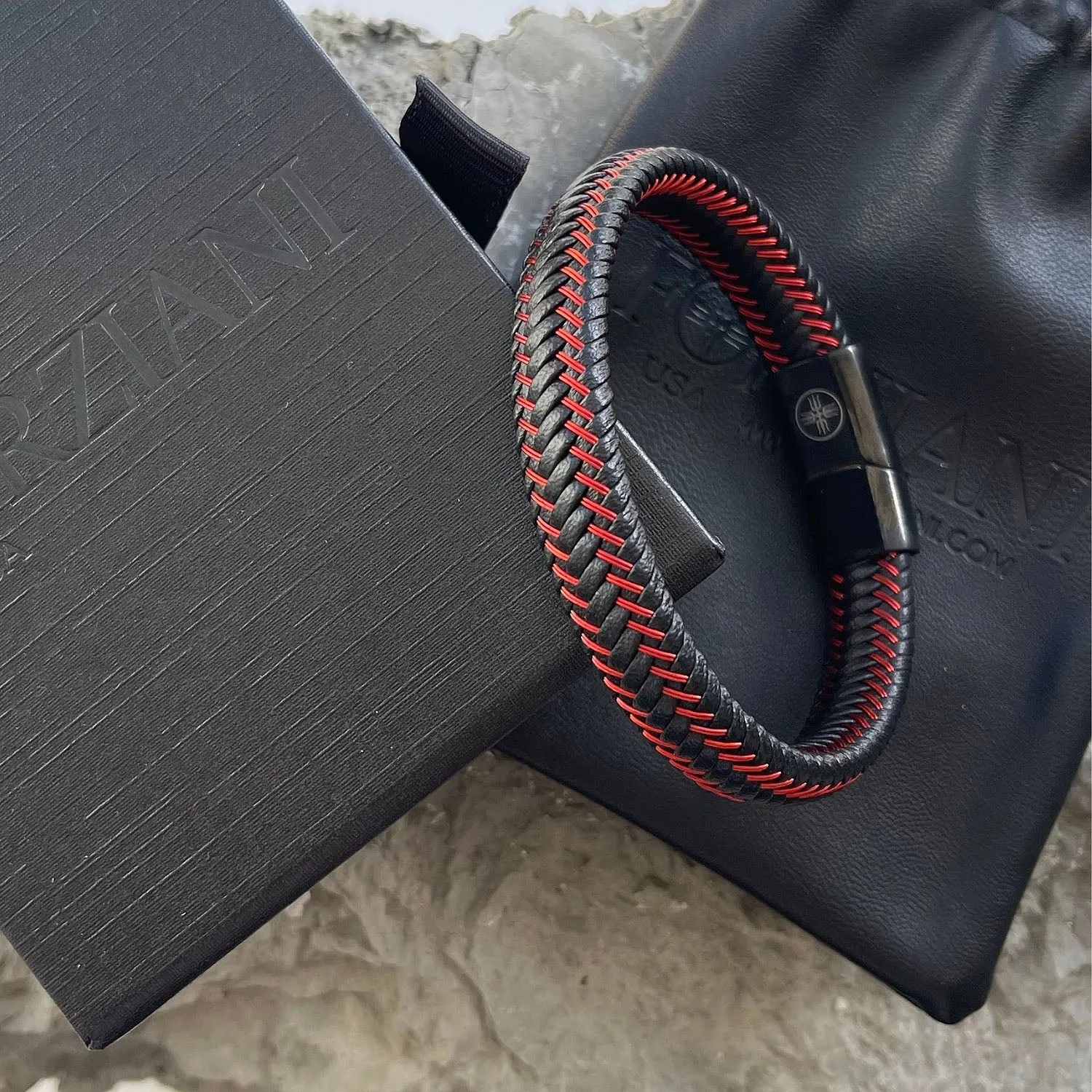 Astro Red Woven Leather Bracelet