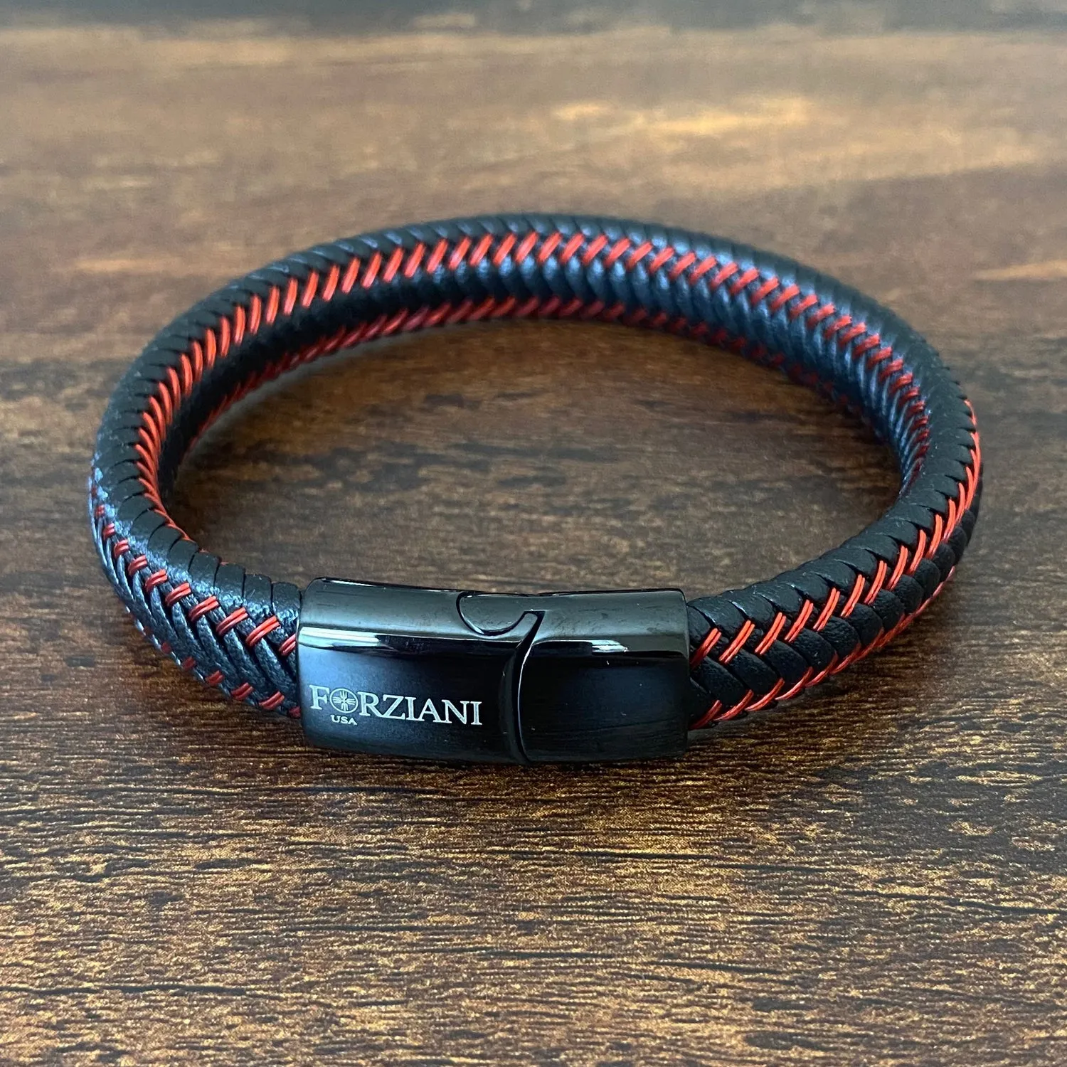 Astro Red Woven Leather Bracelet