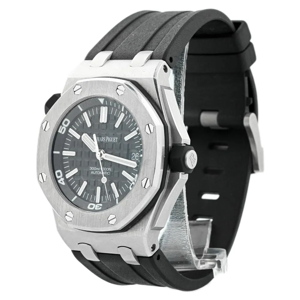 Audemars Piguet Mens Royal Oak Offshore Diver Stainless Steel 42mm Black Méga Tapisserie Stick Dial Watch Reference #: 15703ST.OO.A002CA.01