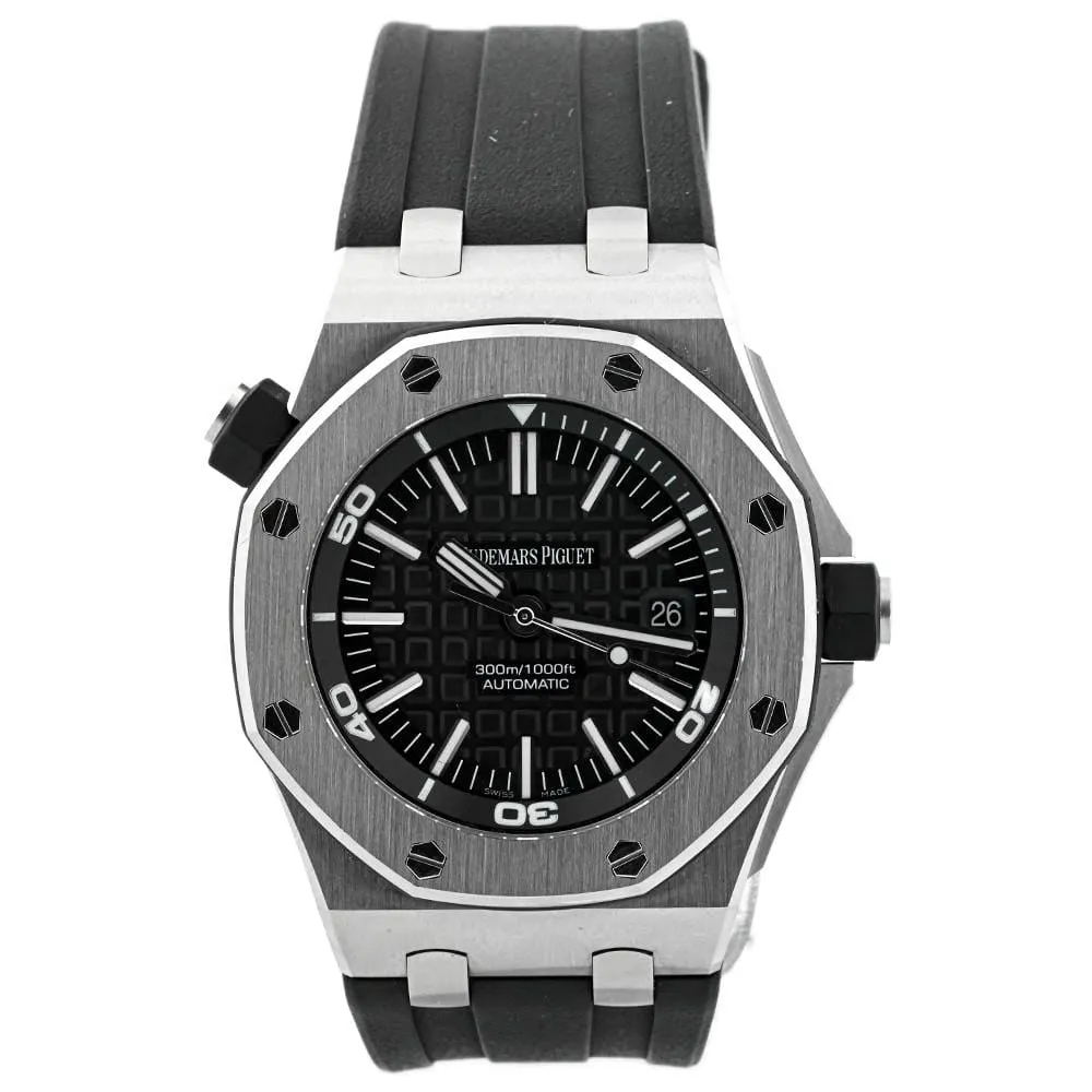 Audemars Piguet Mens Royal Oak Offshore Diver Stainless Steel 42mm Black Méga Tapisserie Stick Dial Watch Reference #: 15703ST.OO.A002CA.01