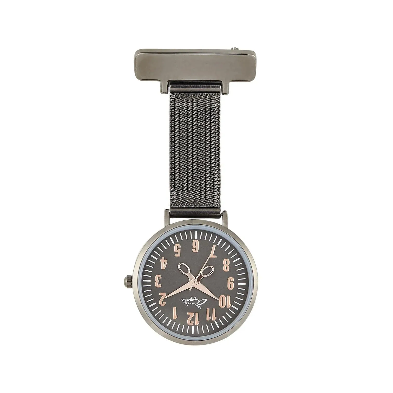 Aurora Rose Gold/Gunmetal Grey Mesh Nurse Fob Watch
